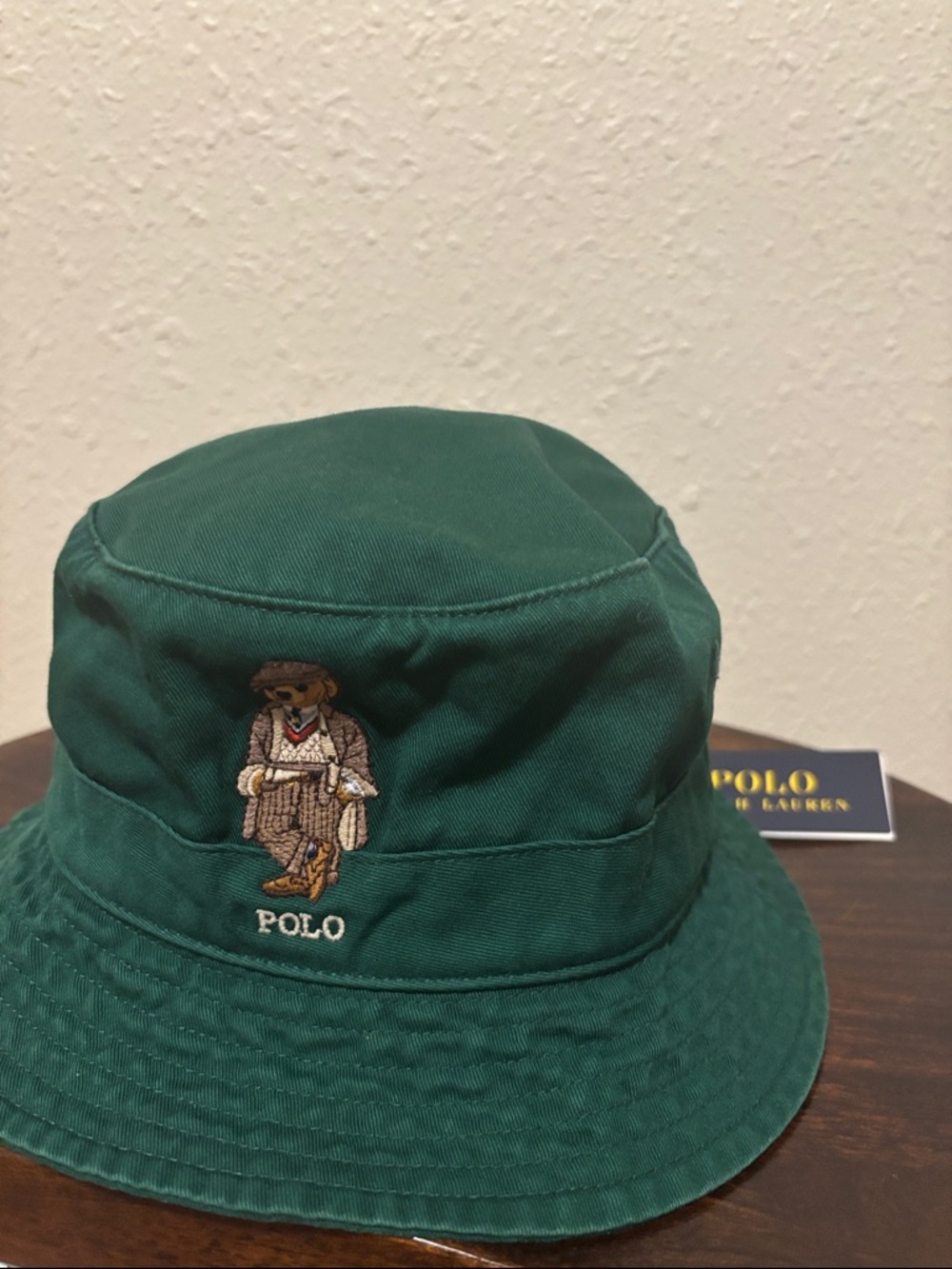 Polo Ralph Lauren Green Embroidered Bear Bucket Hat